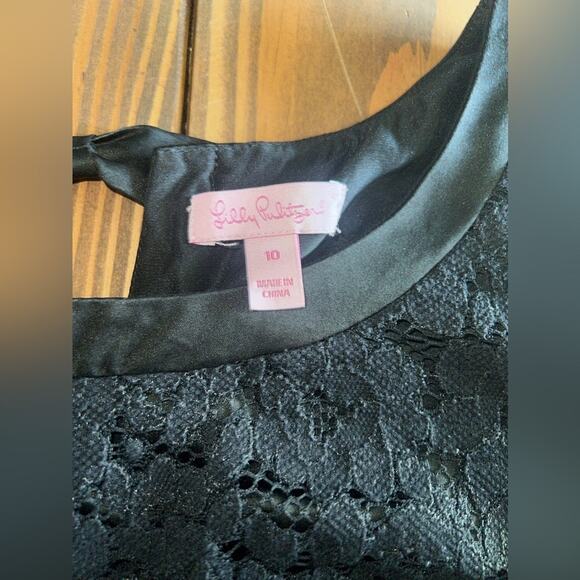 UEC LILLY PULITZER BLACK LACE SCALLOPED HEM DRESS SZ 10 - Picture 5 of 10